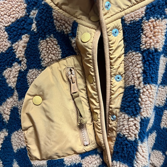 Fluffy Free People Movement checkered Sherpa Pullover Jacket Size SMALL - Picture 4 of 5